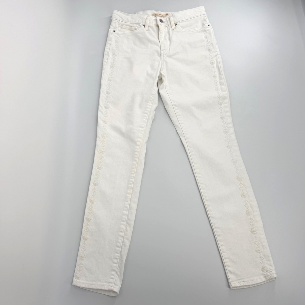 Levi's 311 Shaping Skinny Women 28 White Excellent Floral Embroidered Jeans